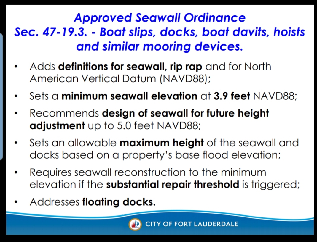 Fort Lauderdale and its New Seawall Regulations Fort Lauderdale and its New Seawall Regulations