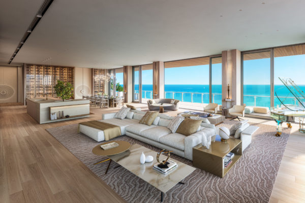 Rendering of the Penthouse at 57 ocean in Miami Beach57OCEAN_PH_01_Living Rendering of the Penthouse at 57 ocean in Miami Beach